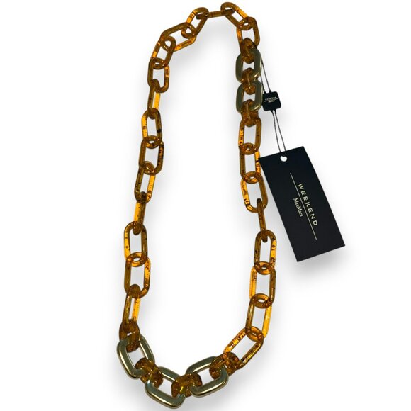 MaxMara resin statement necklace, orange/gold, NWT - Picture 2 of 3